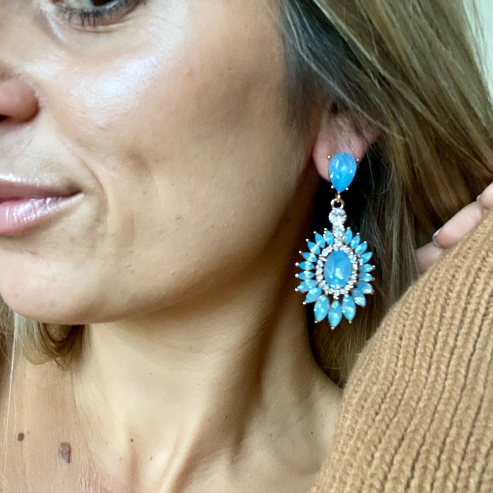 Blue & Silver Rhinestone Earrings